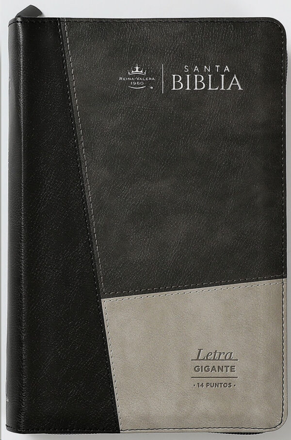 Santa Biblia, colección iconic negro/gris/gris con zíper e índice - RVR1960