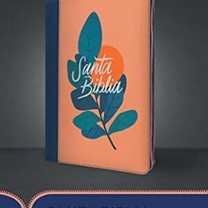 Santa Biblia, edición zíper con referencias, sentipiel Coral Azul - RVR1960
